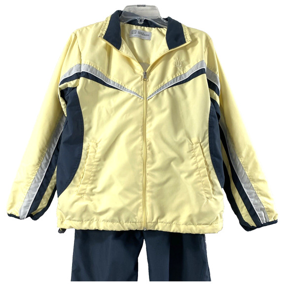 Wilson Warm Up Suit Womens Small Yellow Gray Jogging Track Pants Jacket Sports - Picture 2 of 16